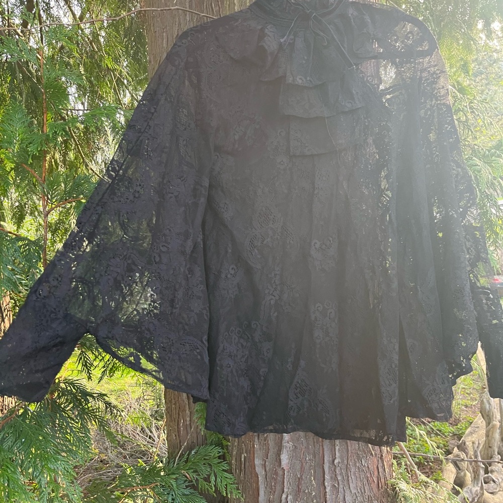 Killstar Blouse 🦇 Black Lace Ruffle Bow Top Steampunk Renaissance Gothic Vampire